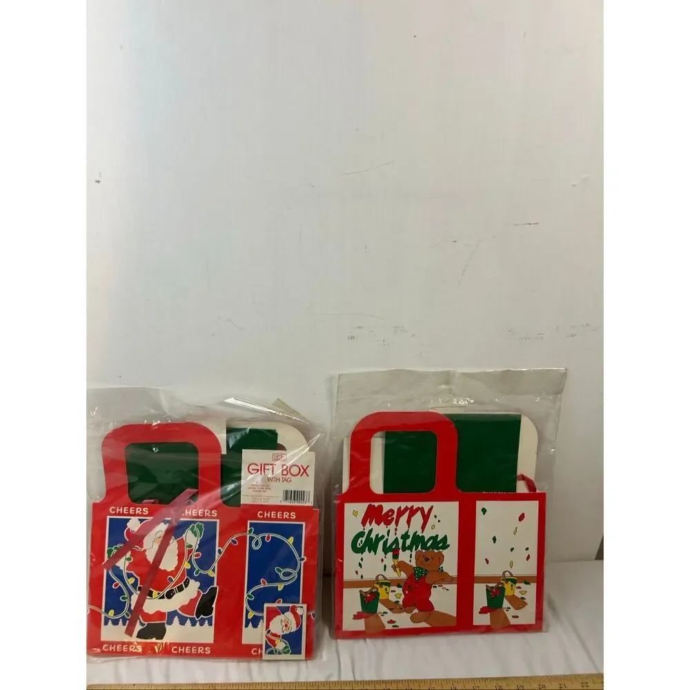 2‎ Vintage Jeanmarie Creations Ink Christmas gift boxes new USA 1988 Bear/Santa